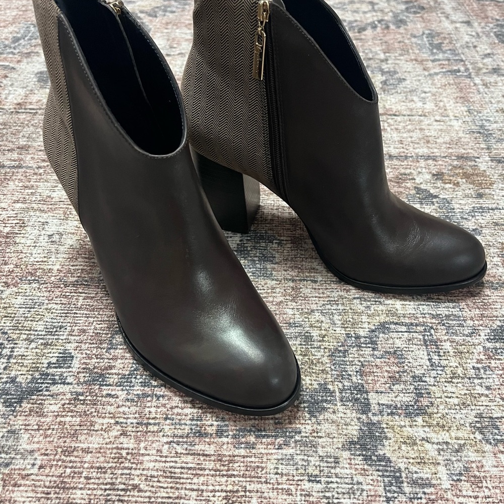 Anthropologie Guilhermina Leather Tweed Ankle Boot